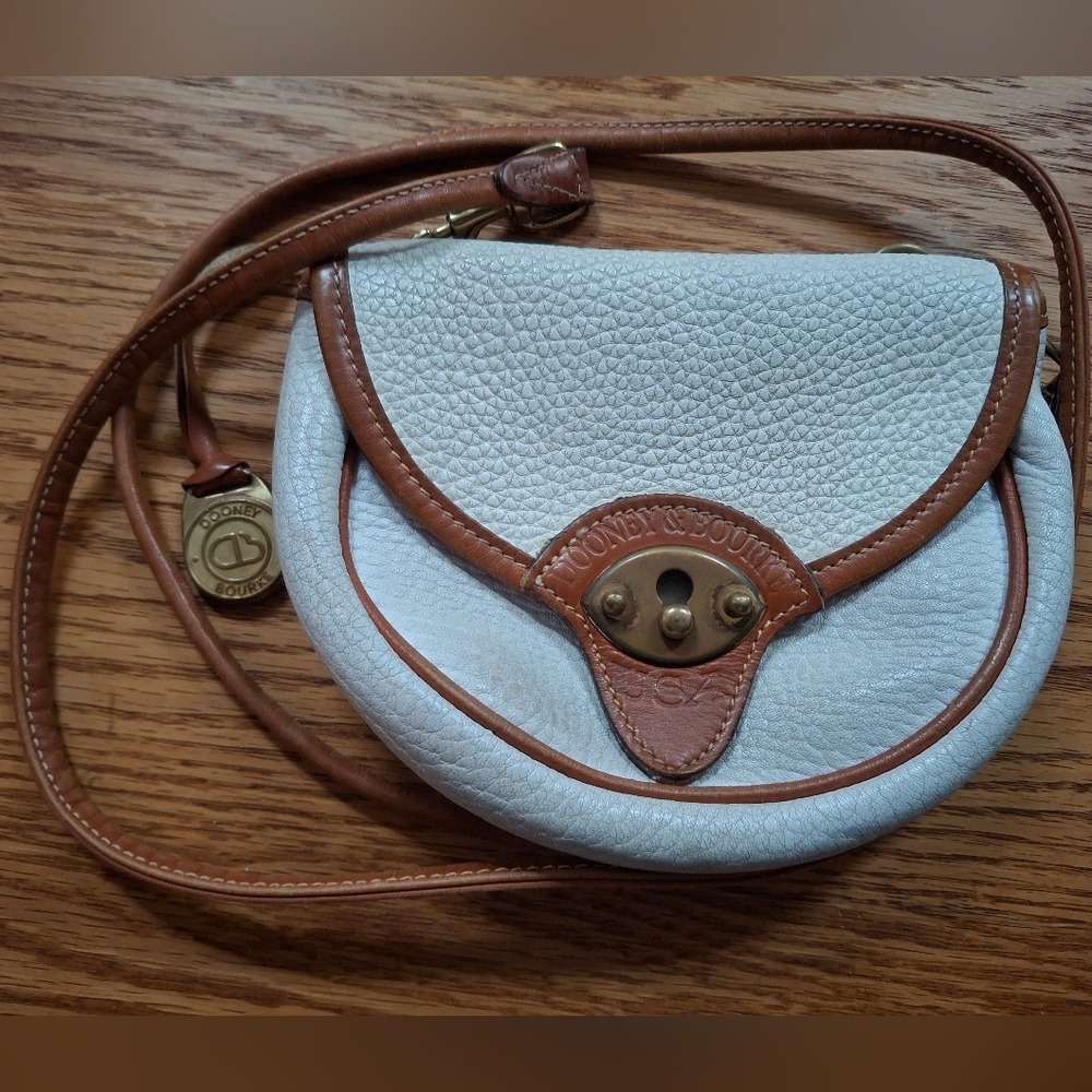 Dooney & Bourke White and Brown Leather Crossbody Bag